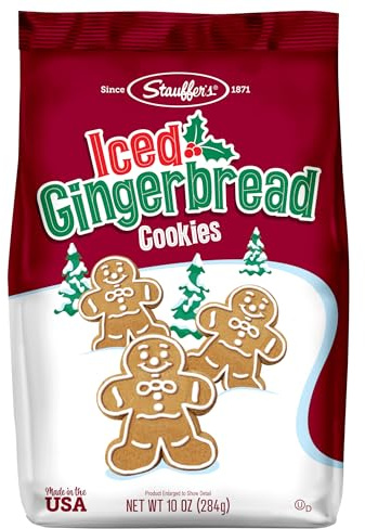 STAUFFERS Iced Gingerbread Cookies - 10oz Bag - Traditional Holiday Gingerbread with Icing - No Artificial Flavors