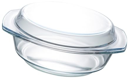 STOBAZA Bol Transparente de Vidrio Templado para Horno y Microondas Resistente al Calor con Diseño Redondo y Capacidad Apto para Servir y Almacenar Alimentos el Hogar