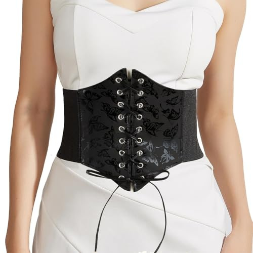 JYNXOR 1 Pièces Corset Femme pour Femmes, Ceinture Corset Rétro Haute Qualité Élastique en Large pour Taille, Corset Noir Femme, Costume d'Halloween, Utilisé pour Habiller et Robes de Soirée
