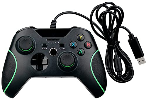 OSTENT Wired USB Controller Joystick Gamepad for Microsoft Xbox One/Xbox One S/Windows PC Laptop Color Black