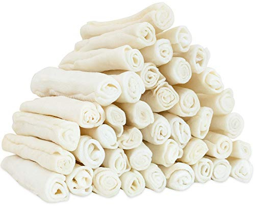 MON2SUN Dog Rawhide Rolls Twist Sticks Chew Treats Natural Flavor 6.5 Inch 40 Count for Puppy and Small Dogs