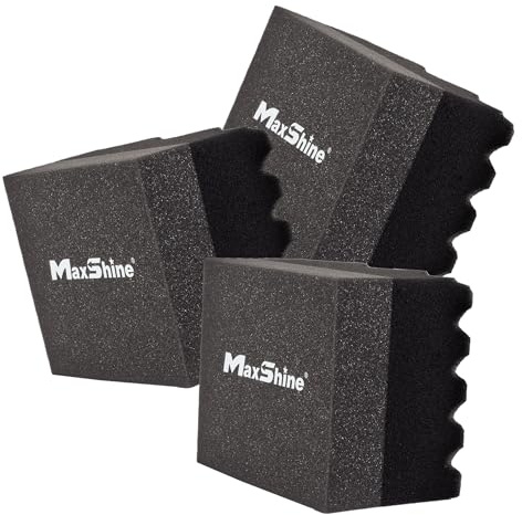 Maxshine Hydro-Tech Tire Foam Applicator Pad Waxing Sponge for Car Detailing, Black & Red (3 Pack)