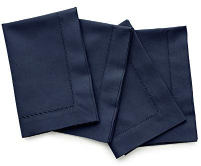 Solino Home Cotton Linen Cloth Dinner Napkins Navy, 20 x 20 in, Set of 4
