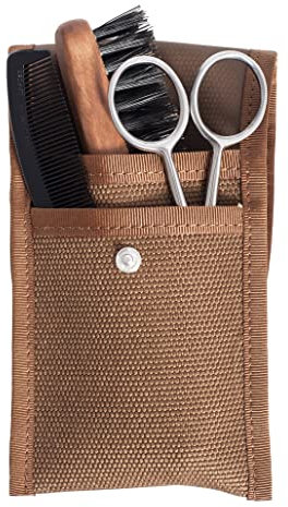 La Maison du Barbier – 3-teiliges Bartpflegeset mit Bartschere, Wildschweinbürste und Bartkamm – Made in France