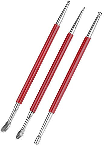 Kit de Herramientas de Artesanía en Cuero 3 Piezas para Bricolaje con Cuchara de Punteado y Tallado