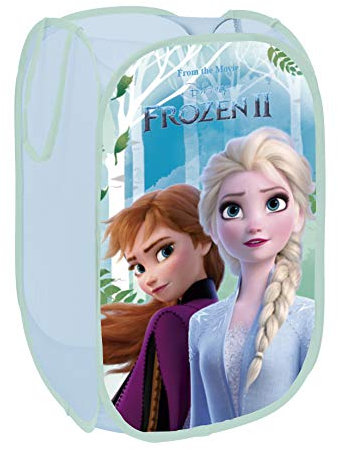 SUPERDIVER - Elsa and Anna Collapsible Storage Basket - Disney Frozen Official License - Ideal for Toys & Clothes - 14x14x23 inches - Easy to Use & Foldable - Perfect for Kids.