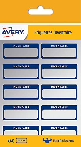 Avery – Packung mit 40 Etiketten für Inventar, besonders widerstandsfähig, 48 x 20 mm, beschriftbar, 1 Linie