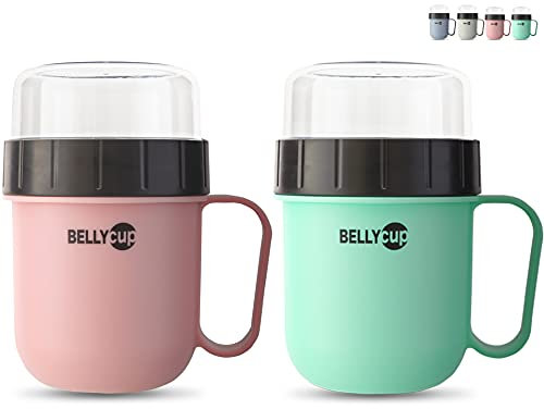 fenchi's AUSTRIA 2er Set Müslibecher to go Kinder - auslaufsicherer Joghurtbecher mit Deckel & Henkel 750 ml (520 + 230 ml) BPA-frei - original Bellycup Müslibehälter
