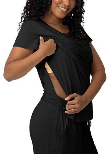 Kindred Bravely Everyday Maternity & Nursing T-Shirt | Maternity & Nursing Tops for Breastfeeding (Black, Medium)