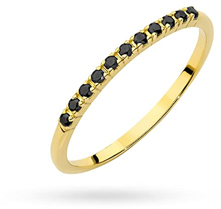 MARKO Damen-Goldring mit schwarzen Diamanten 0.09Ct, 14 Karat Gold (585) | Goldring inklusive Box | Goldring für Frauen