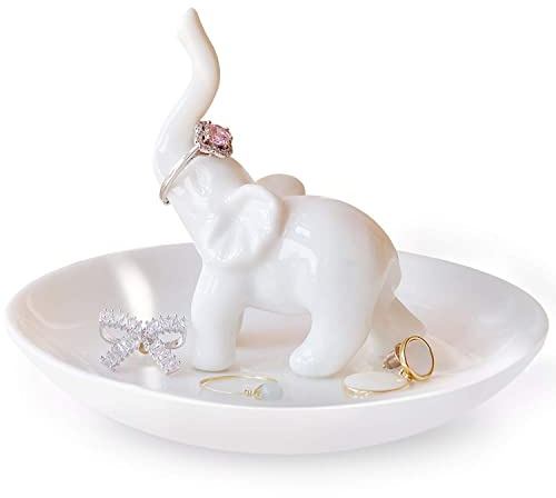 Aloe Cactus Elephant Ring Holder Cat Jewellery Tray Gifts for Women, Girls, Her, Boyfriend, Lover, Birthday, Christmas, Housewarming, Wedding Gifts, Ceramic