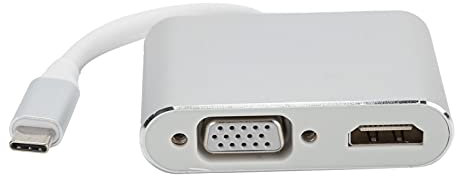 ciciglow Adaptateur USB C vers HDMI VGA, Adaptateur de Type C vers VGA Prend en Les Résolutions Vidéo Jusqu'à 4K 30HZ Convertisseur 4K pour Petit écran vers Grand écran(Gris Blanc)