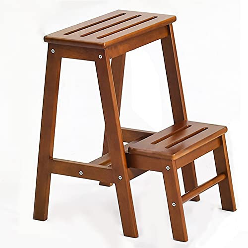 Taburete Escalonado Plegable De Madera Maciza Banco Alto for El Hogar Taburete for Cambiar Zapatos De Madera Escalera De Dos Escalones Escalera De Tres Escalones ( Color : Brown , S : 38x48x54cm )