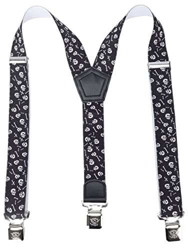 Leoodo Hosenträger Herren Damen Breit Y-Form für Arbeitshosen Skihose Motoradhose Fest lustig mit 3er Starken Clips und verschiedenen Motiven