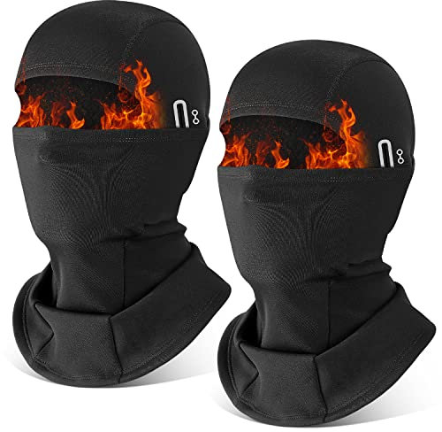 HEGCOIIE 2 Stück Winter Sturmhaube für Herren und Damen,Winddicht Thermo Balaclava Gesichtsmaske Skimaske für Outdoor Sports Radfahren, Skifahren, Motorrad, Fahrrad (Schwarz+Schwarz)