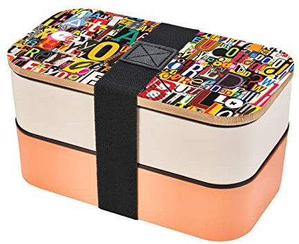 CARRDKDK Boîte à bento double couche pour adulte, motif lettres japonaises et chiffres, mignon et kawaii avec vaisselle et lave-vaisselle
