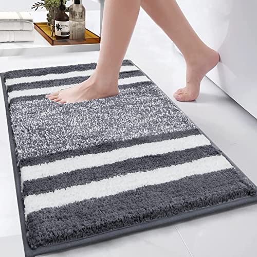 Pauwer Badezimmerteppich 45 x 65 cm, Waschbar rutschfeste Badematte Weich Saugfähige Badvorleger Mikrofaser Duschvorleger für Wohnzimmer Schlafzimmer Badezimmer
