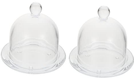 HEMOTON 2pcs Elegant Cake Stand Cover Glass Cake Covers Food Glass Dessert Bread Display for Kitchen