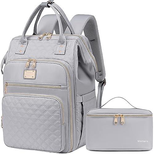 Mochila para Almuerzo Weitars - Mochila para portátil de 15.6 pulgadas para mujer, para viajes y trabajo, Gris, L12‘’ * W9‘’* H17‘‘, Vacaciones