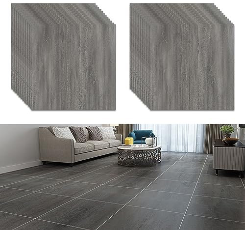 PVC Bodenbelag, Vinylboden Selbstklebend, Selbstklebende Fliesen, Fliesen Bad Boden, Bodenfliesen für Küche, Wohnzimmer, Badezimmer, Balkon, 30 * 30cm,1.5mm (24 Stück E)
