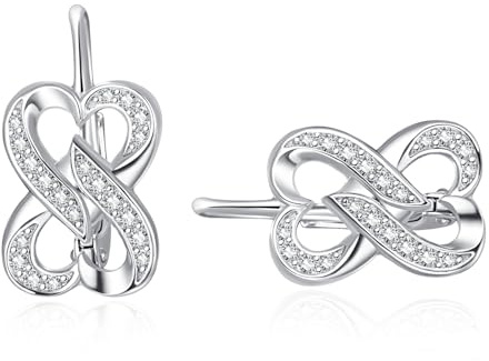 KINGWHYTE hjärta örhängen 925 sterlingsilver oändlighet örhängen för kvinnor med kubisk zirkonia dubbelt hjärta ring örhängen smycken presenter för kvinnor tonåringar flickor, Sterlingsilver, Kubisk