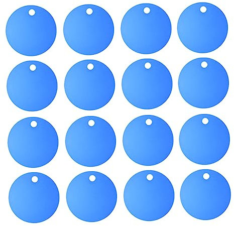 Runde Aluminiumlegierung Etiketten 16 Stück, Blaue Anhänger