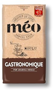 Cafés Méo - Café Moulu Gastronomique Pur Arabica - 5 kg - Intensité 6/10 - Arômes Authentiques, Doux et Parfumé - Lot de 20 x 250 gr