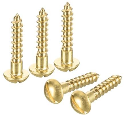 QUARKZMAN Vis à Bois en Laiton M4 x 20mm à Tête Ronde Fendue 20pcs | Vis Autotaraudeuses pour le Travail du Bois
