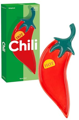 DOIY - Küchenlöffelhalter - Design in Chili-Form - aus Keramik - Küchenutensilienhalter - Küchenzubehör - Rot - 24x7,5x2 cm - 24x7,5x2 cm