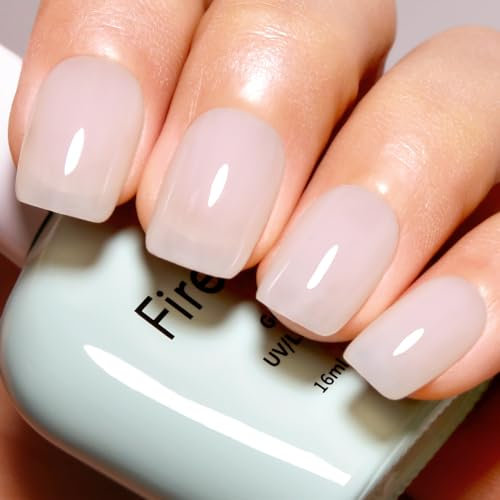Firedeep Jelly Gel Nail Polish, 16ML Nude Translucent Milky White, UV Soak Off, French Manicure at Home