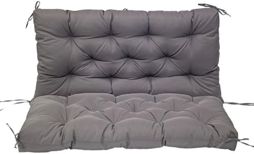 Bankauflagen Mit Rückenlehne Wasserfest Hollywoodschaukel Auflagen, Auflagen Für Rattanmöbel Ersatzpolster, Mit Bändern Gesteppte Lounge Kissen Outdoor Palettenkissen(Size:150 cm,Color:Dunkelgrau)