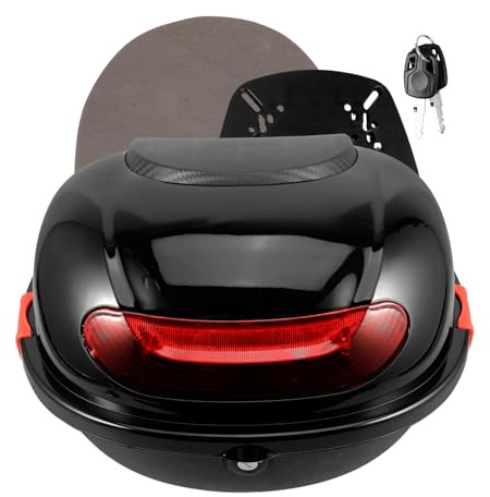 FELTECHELECTR Baúl Moto Resistente PP con Respaldo Caja Portaequipajes Trasera para Herramientas y Almacenaje Montaje Estable para Maletero Scooter y Motocicleta