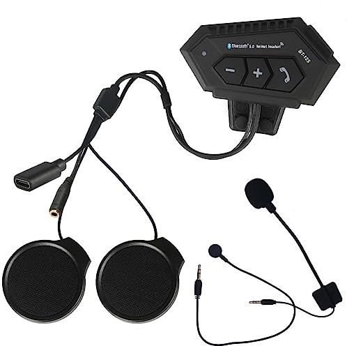 MotorMinds Motorcykel hjälm headset, trådlösa Bluetooth-hörlurar handsfree-samtal stereo hörlurar hjälm Bluetooth headset BT12S/BT12B (BT12S 2000mah)