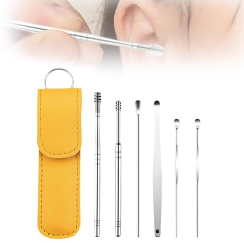Pulitore per le orecchie, set di strumenti per la pulizia delle orecchie, kit per la pulizia delle orecchie, set di strumenti portatili per la pulizia del cerume a spirale (Giallo)