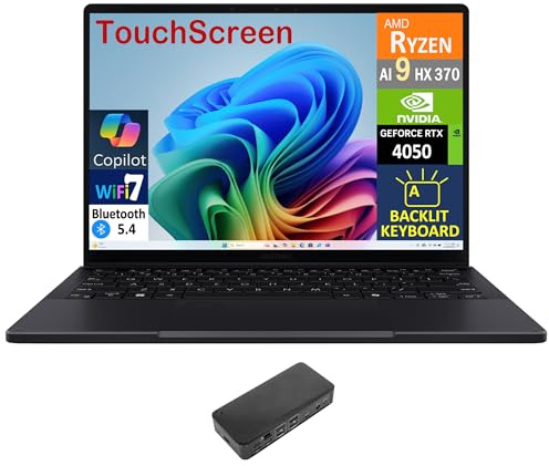ASUS ProArt PX13 AI Gaming 2-in-1 Laptop 13.3 Touchscreen AMOLED 2.8K Display (AMD Ryzen AI 9 HX 370, 32GB LPDDR5X, 1TB SSD, Backlit KB, WiFi 7, Webcam, Bluetooth 5.4, Win 11 Home) w/USB-C Dock