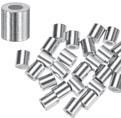 M METERXITY 50 Stück Aluminium Crimping Loop Sleeves, 2mm 5/64 Runde Barrel Drahtseilhülsen Kabel-Ferrule für Drahtseile/Kabel Crimping Loop Sleeve