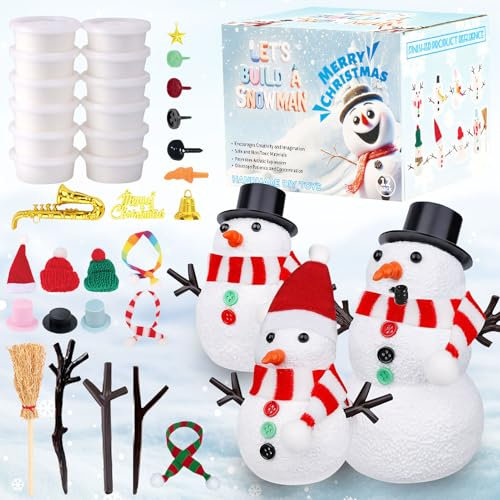 Weihnachten Schneemann Modelliermasse Lufttrocknend Bastelset, Weihnachten Bastelset Kinder, DIY Schneemann Kit, Kinder Weihnachten Handwerk für Weihnachten Favors Geschenke für Jungen und Mädchen.