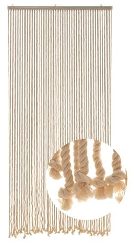 HAB & GUT -DV0122- Seilvorhang Türvorhang MARE 60 Stränge 100/220 cm Beige Zimmertüren Insektenschutz Balkon Terrasse Boho