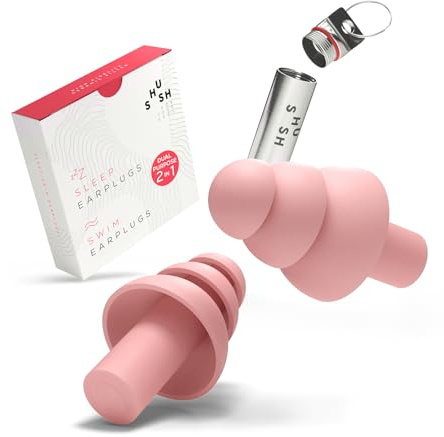Shush Sleep/Swim Earplugs - Dual Purpose 2-in-1 - Effective Noise Reduction for undisturbed Sleeping - Waterproof Seal for Swimming and Water Sports - Reusable Over 365x