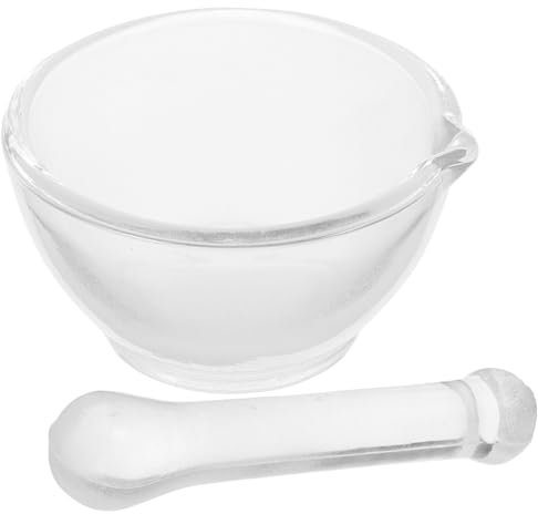 NAMOARLY Mortero Para Laboratorio y Cocina Triturador De Medicamentos y Polvos Químicos Recipiente De Vidrio Ergonómico Para Moler Pastillas y Alimentos