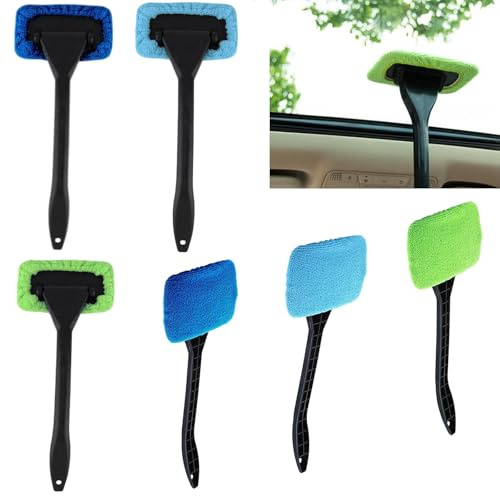 6 unidades limpiador de parabrisas de coche, cepillo giratorio de 180 grados, limpiador de parabrisas de microfibra con paños de microfibra, accesorios interiores de coche, limpiador de cristales para