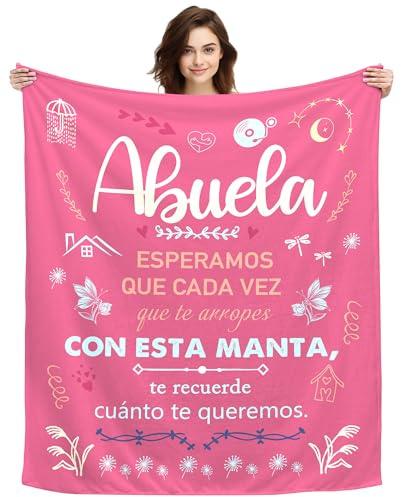 ACAROMAY Regalos para Abuela Navidad Originales, Regalos para Abuelas Mujer Decoración Mantas Regalo Dia de La Madre Regalos Día de los Abuelos Mantas 150x130cm (Abuela-a)