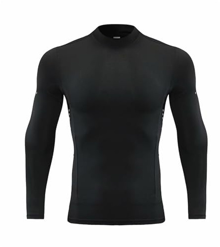 Rashguard T-shirt anti-UV à manches longues en néoprène pour homme Maillot de bain Shapewear Natation Fitness Haut de surf T-shirt fonctionnel à séchage rapide, Noir-1, XL
