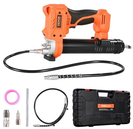 VEVOR Pistola Engrasadora Inalámbrica Funciona a Batería con Luz LED y Manguera de 89,5 cm, Gatillos de Velocidad Variable Presión Máxima de 80000 PSI para Engrasar Vehículos o Máquinas