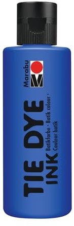 Marabu TIE DYE INK Batikfarbe in Dunkelblau, 80 ml Farbe auf Wasserbasis, vegan, strahlende Stofffarbe für helle Textilien bis 20% Kunstfaseranteil, 17300004053