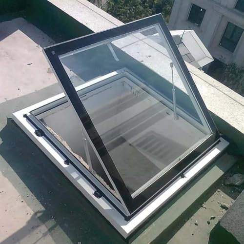 Skylight Fenêtre de toit – 71,1 x 50,8 cm – Fenêtre de sortie manuelle avec double couche en verre trempé pour grenier, véranda, sous-sol – Idéal pour les terrasses inclinées et plates