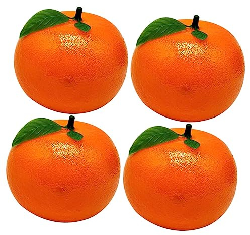 FUTUREORYY 4 Piezas de Adorno de Mandarina Artificial de Plástico y Espuma | Aspecto Realista, Color Naranja, Decoración y Accesorio Fotográfico, para Tienda y Centro Comercial