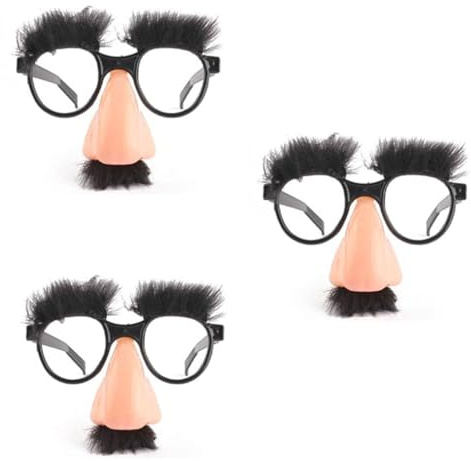 XinYangMao 3 Stück Verkleidungsbrillen mit Augenbrauen & Schnurrbart – Lustige Kostümbrille mit Nase für Halloween, Mottopartys & Karneval