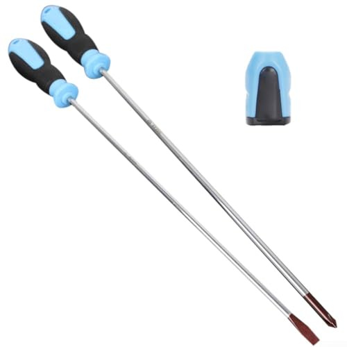 Tournevis Phillip à tête fendue 400 mm pour tournevis extra longue portée, lot de 2 tournevis extra longs avec magnétiseur