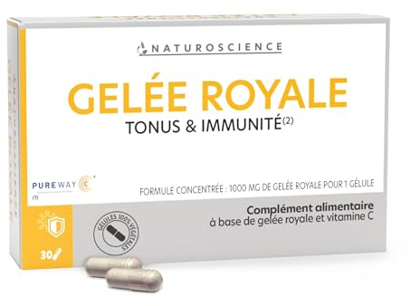 Naturoscience - Gelée Royale - Complément Alimentaire Tonus, Immunité, Boost, Fatigue 100% Naturel - Vitamine C PureWay Brevetée, Formule Concentrée - Fabrication Française - 30 Gélules